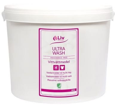 Tvättmedel Ultra Wash vittvätt 8kg oparfymerad Svanenmärkt pH 10,5