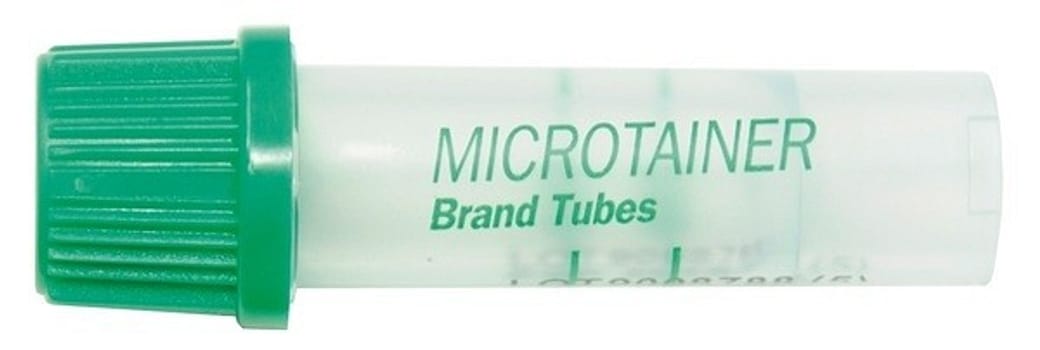 Microtainer kapillärrör li-hep 0,4ml ljusgrön microgard transp