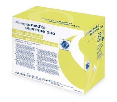 Handske op Sempermed Supremeduo 6,0 steril latex grön/vit 100% inspected