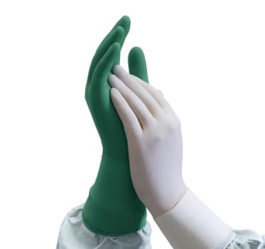 Handske op Sempermed Supremeduo 6,5 steril latex grön/vit 100% inspected