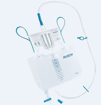 Urimeter Rüsch 500ml droppkammare, 2000ml tömbar påse och 120cm slang