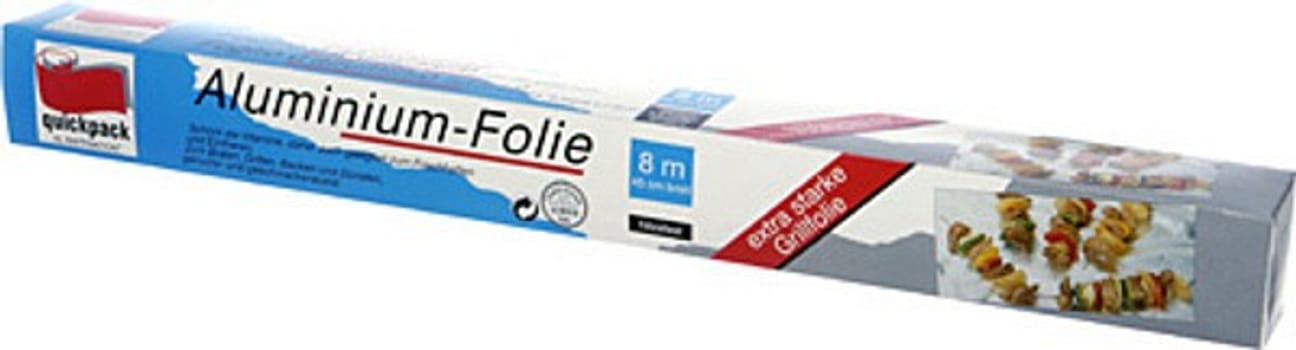 Aluminiumfolie quickpack 45cmx8m 11my silver grill/frys rulle