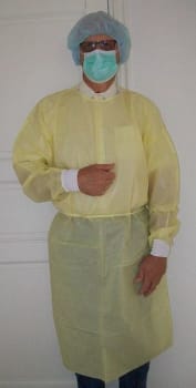 Skyddsrock Ast nonwoven vätsketät L gul mudd
