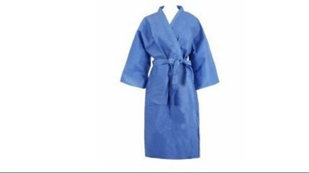 Patientrock Kimono onesize blå omlottknäppning