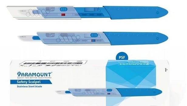 Kniv op Paramount nr 15C säkerhetskydd blå steril engångs