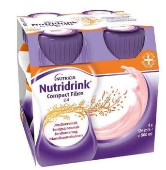 Nutridrink Compact Fiber Jordgubbsmak, 4 x 125 ml Vnr 900848