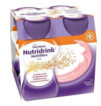 Nutridrink Multifibre Jordgubbsmak 4 x 200 ml Vnr 900851