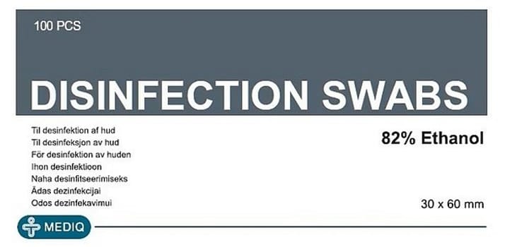Mediq Desinfection, alkohol swab 82% ethanol, grå, 30 mm x 60 mm