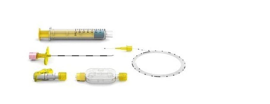 EpiLong II Set NrFit 18G x 90mm Tuohy nål, 20G x 90cm EpiLong II kateter med tre laterala öppningar, LOR spruta Slip, Clamping Adapter, Filter