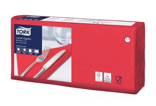 Tork Lunchservett 2-lag 33 x 33 cm Röd EU Ecolabel