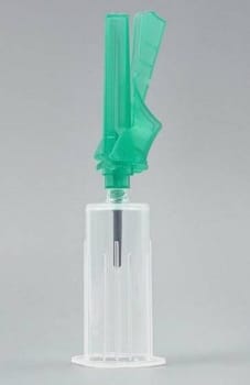 Klinion, blodprovtagningsnål, grön, m/ safety, holder, 21G x 1/4in, 0,8 mm x 32 mm, steril