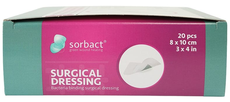 Kirurgiskt förband Sorbact 8x10cm dyna 4x6,5cm steril