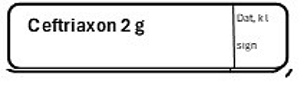 ETIKETT CEFTRIAXON 2 G