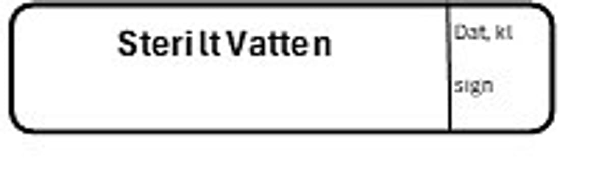 ETIKETT STERILT VATTEN