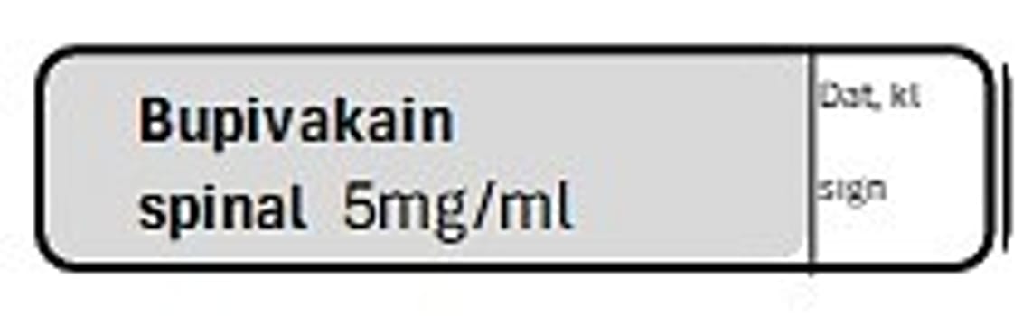 ETIKETT BUPIVAKAIN SPINAL 5 MG/ML