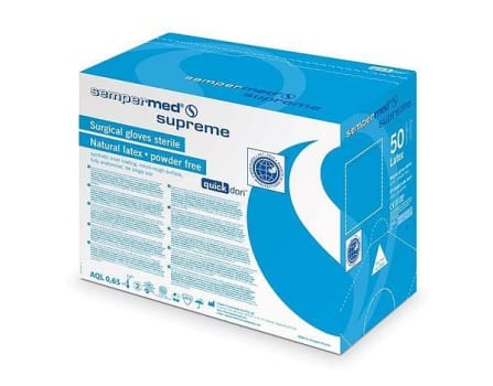Handske op Sempermed Supremeduo 5.5 steril latex grön/vit 100% inspected