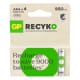 GP, Genopladelige batterier AAA x 4, Recyko, AAA