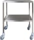 Rustfrit instrumentbord, med 4 svingbare hjul 2 Ø75mm, u. bremse, 60 cm x 45 cm x 85 cm