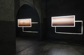 <span class="title"> This is our final century and The future is our home too</span><span class="year"> 2020-21</span>, <span class="medium">Coal, gesso, and varnish on canvas</span>, <span class="dimen">83 x 182 cm</span>