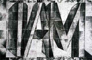 <span class="artist">Imants Tillers</span><span class="title"> Towards The Shining Light</span><span class="year"> 1989</span>, <span class="medium">Charcoal, pencil on 110 canvasboards, nos. 21467–21576</span>, <span class="dimen">279 x 381 cm</span>