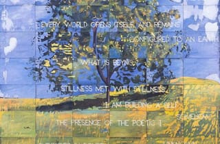 <span class="title"> Fierce Paradise</span><span class="year"> 2021</span>, <span class="medium">synthetic polymer paint, gouache on 54 canvasboards</span>, <span class="dimen dimen-notes">228.6 x 213.3 cm</span> <span class="title"> Fierce Paradise</span><span class="year"> 2021</span>, <span class="medium">synthetic polymer paint, gouache on 54 canvasboards</span>, <span class="dimen dimen-notes">228.6 x 213.3 cm</span>
