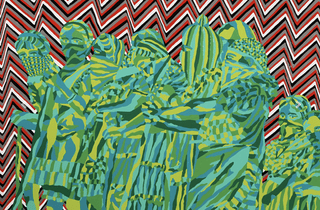 <span class="title"> Jemima Wyman, Combat 06' 2008, poured acrylic on canvas, 168 x 213 cm.</span>