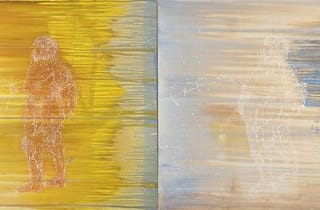 <span class="artist">Jon Cattapan</span><span class="title"> Double Glitch</span><span class="year"> 2020</span>, <span class="medium">Oil and acrylic on linen</span>, <span class="dimen">140 x 280 cm</span>