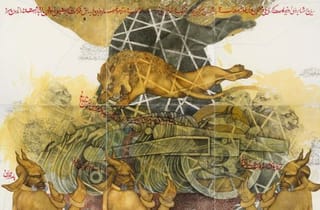<span class="artist">Khadim Ali</span><span class="title"> Transitions/Evacuations Untitled 3</span><span class="year"> 2014</span>, <span class="medium">watercolour, gouache, ink and gold leaf on wasli paper</span>, <span class="dimen dimen-notes">68.5 x 53 cm</span> <span class="artist">Khadim Ali</span><span class="title"> Transitions/Evacuations Untitled 3</span><span class="year"> 2014</span>, <span class="medium">watercolour, gouache, ink and gold leaf on wasli paper</span>, <span class="dimen dimen-notes">68.5 x 53 cm</span>