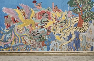 <span class="title"> Khadim Ali, Healer of Broken Hearts, 2024-25, hand and machine embroider on dyed ink fabric. Installation view, Bukhara Biennial, 2025. Photo Courtesy of Adrien Dirand and Art and Culture Development Foundation</span> <span class="title"> Khadim Ali, Healer of Broken Hearts, 2024-25, hand and machine embroider on dyed ink fabric. Installation view, Bukhara Biennial, 2025. Photo Courtesy of Adrien Dirand and Art and Culture Development Foundation</span>