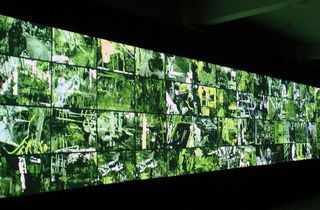 <span class="artist">Khaled Sabsabi</span><span class="title"> 70,000  Veils</span><span class="year"> 2014</span>, <span class="dimen">190 x 1240 cm</span>, <span class="notes">Installation view at Marrakech Biennale</span>