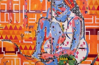 <span class="artist">Natalya Hughes</span><span class="title"> Blue Girl in the Sun</span><span class="year"> 2023</span>, <span class="medium">Watercolour and gouache on paper</span>