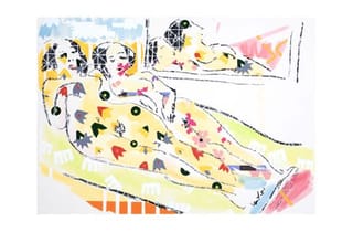 Natalya Hughes Zwei liegende nackte Mädchen (Fränzi und Marcella auf dem Sofa) (1) 2023, Charcoal, gouache and acrylic on paper, 76 x 56 cm Natalya Hughes Zwei liegende nackte Mädchen (Fränzi und Marcella auf dem Sofa) (1) 2023, Charcoal, gouache and acrylic on paper, 76 x 56 cm