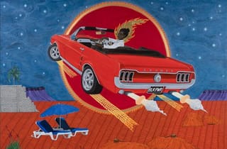 <span class="artist">Ryan Presley</span><span class="title"> (Detail) THE DUNES (How good is Australia)</span><span class="year"> 2021</span>, <span class="medium">oil, synethetic polymer paint and 23k gold leaf on poly-cotton</span>, <span class="dimen dimen-notes">364 x 152</span>