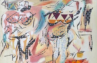 <span class="artist">Natalya Hughes</span><span class="title"> Two Women IV</span><span class="year"> 2020</span>, <span class="medium">Acrylic on poly</span>, <span class="dimen">40 x 50 cm</span>