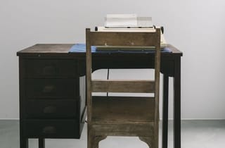 <span class="artist">Madonna Staunton</span><span class="title"> Artist's desk</span>, <span class="medium">Chair, desk, typewriter</span>, <span class="dimen dimen-notes">Dimensions variable</span> <span class="artist">Madonna Staunton</span><span class="title"> Artist's desk</span>, <span class="medium">Chair, desk, typewriter</span>, <span class="dimen dimen-notes">Dimensions variable</span>