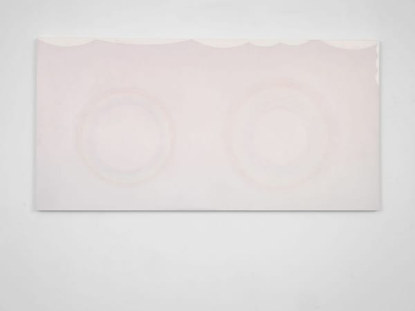 Round rainbows mirrored and cloud edged, 2023- 24, oil on linen, 75 x 150 cm