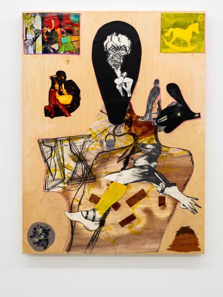 Hooded figure and rocking horse etc