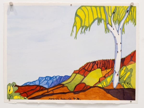Mervyn Rubuntja, Tjoritja (West MacDonnell Ranges),NT, 2024, watercolour on paper, 53 x 73cm