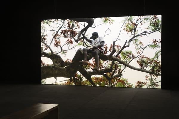 Behrouz Boochani, Hoda Afshar and Vernon Ah Kee, ‘Code Black/Riot’ 2025 Installation view, Rememory, The Biennale of Sydney, Chau Chak Wing Museum, The University of Sydney Photo: David James