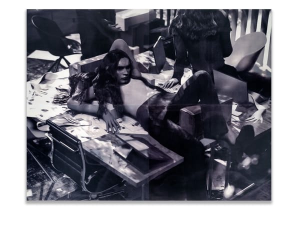 James Barth Stone Milker (Study #4), 2024 Oil paint screen printed on marine ply and cedar Four panels: 178 x 228 cm overall