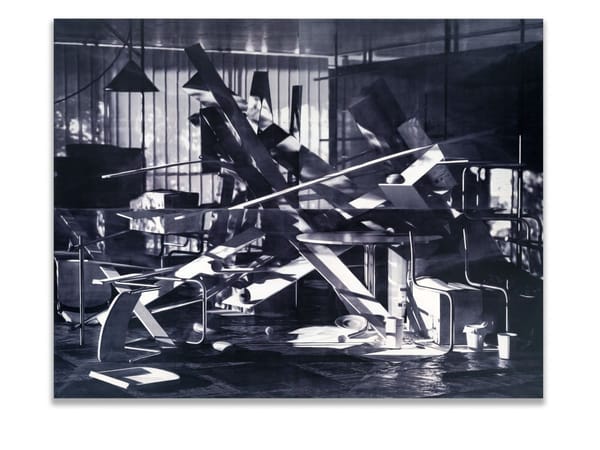 James Barth Stone Milker (Study #3), 2024 Oil paint screen printed on marine ply and cedar Four panels: 178 x 228 cm overall