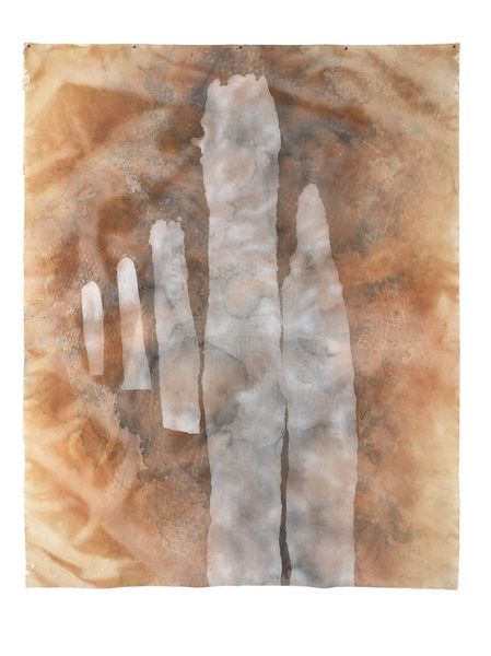 standing stone, ochre net and spine 245 5 x 181 cm standing stone, ochre net and spine 245 5 x 181 cm