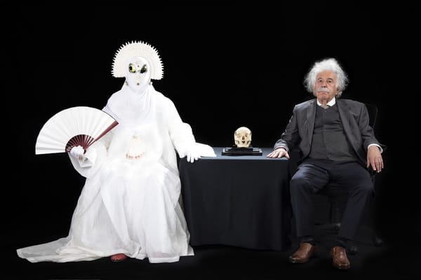 Pope Alice and Einstein (seated)
