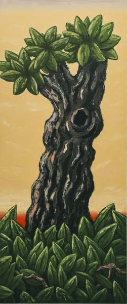 Painting (tree yellow sky red horizon)