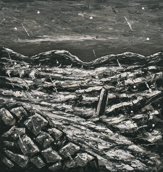 Painting (landscape snow sleet and post)