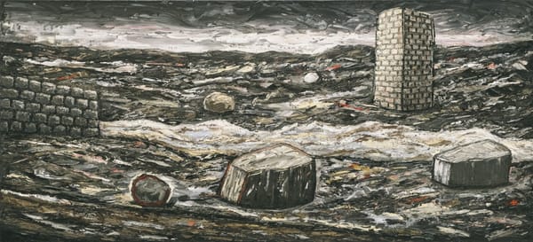 Painting (landscape with river wall and ruin)