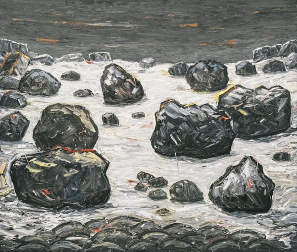 Painting (stones under dark sky)