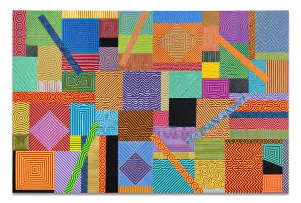 Richard Bell, 'Of Mice and Snake Oil Salesmen' 2025, Acrylic on canvas, 200 x 300 cm