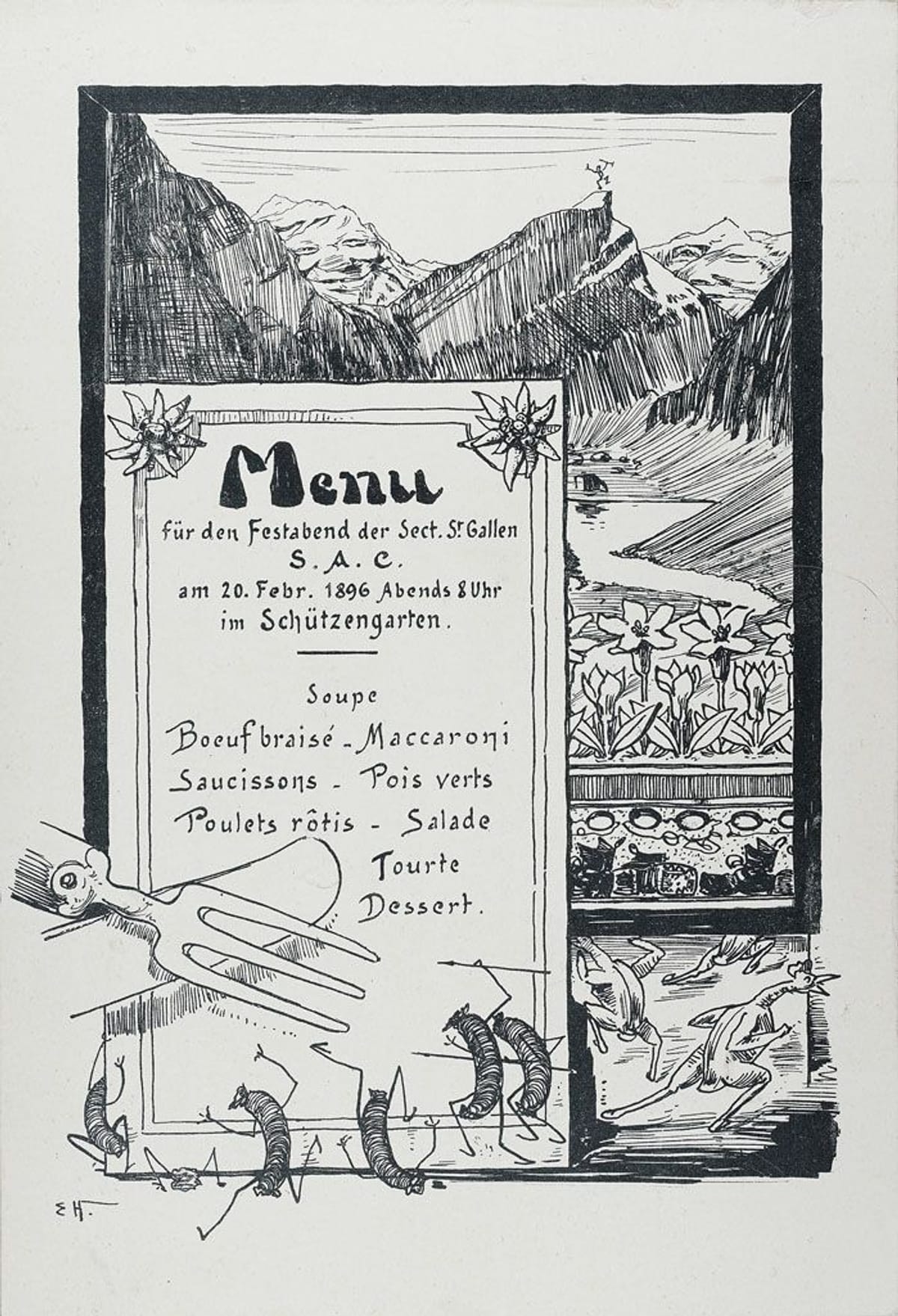 © Museum Appenzell_Menukarte von Emil_Nolde_1896