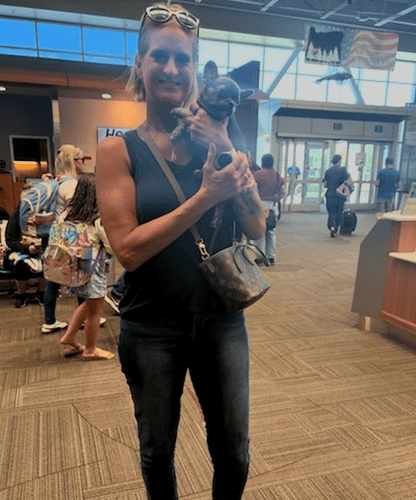 Pawrade customer Brenda M. with their French Bulldog puppy